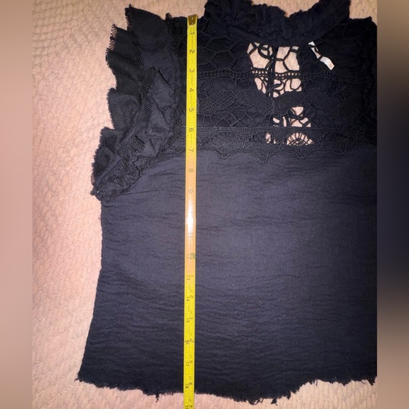 Free People Simply Smiles Crochet Tie-Back Black Top – XS – EUC - Picture 7 of 11